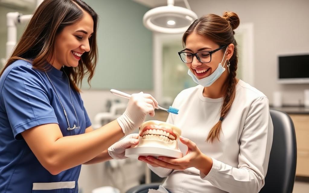 Dental professional providing gum health assessment and treatment at N6 Dental Platinum Highgate