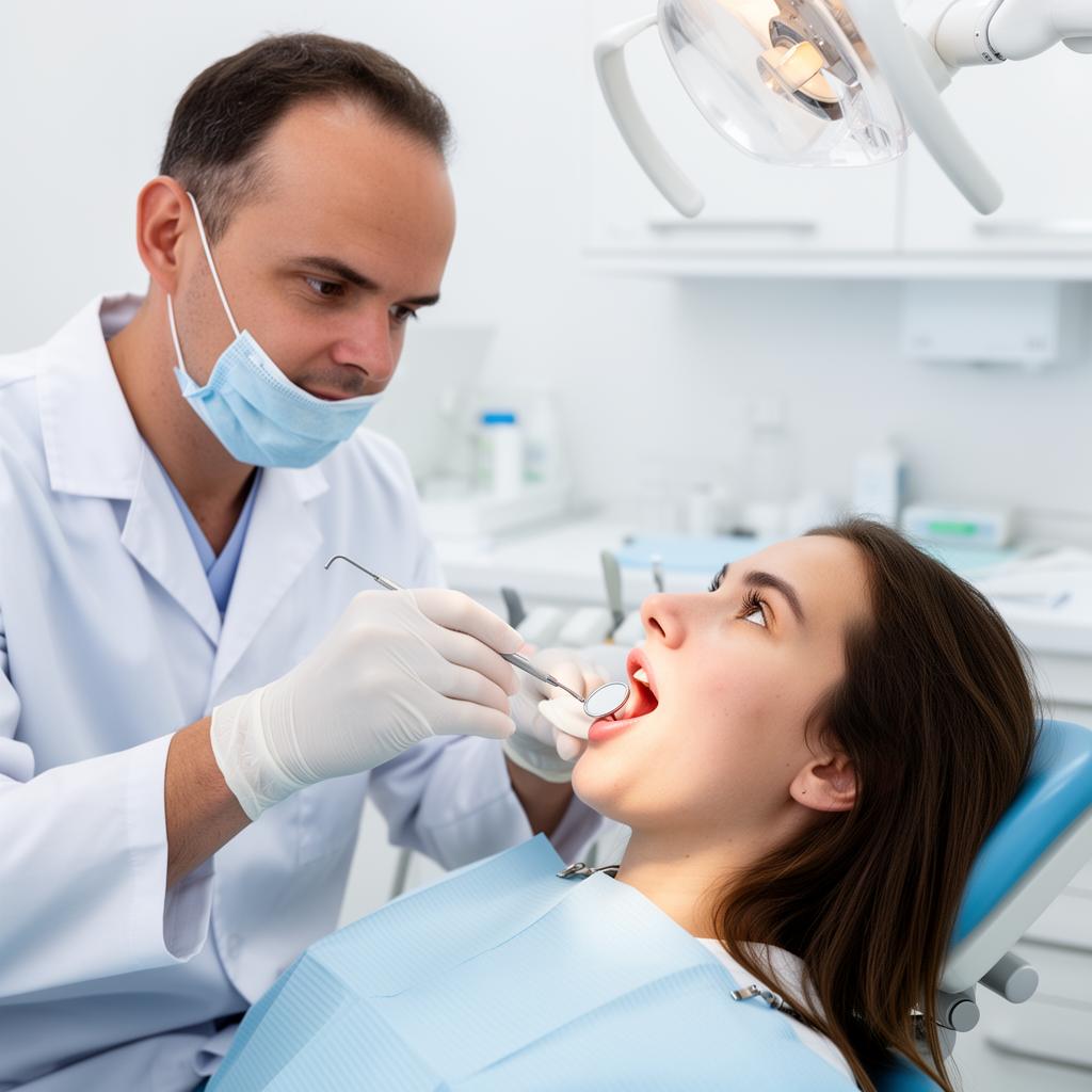 Dentist examining swollen gums during emergency appointment at N6 Dental Platinum Highgate
